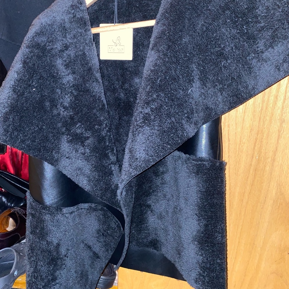 faux fur leather vest